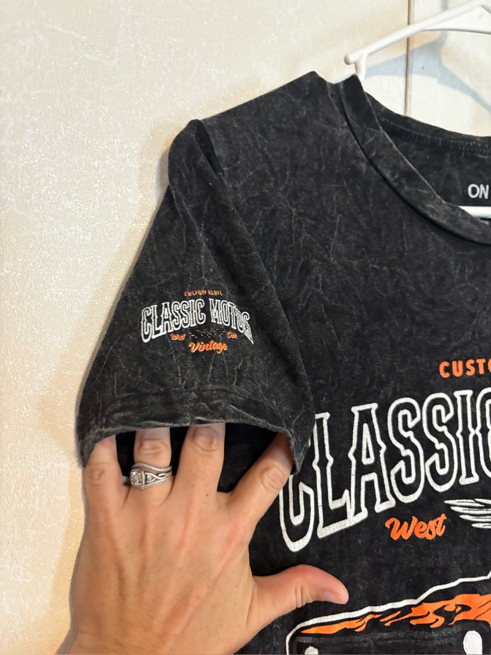 On Fire | Black Tee Dress with Orange Classic Car Graphic | Size Large - Picture 2 of 6